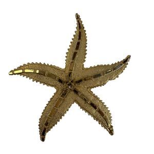 Vintage Starfish Brooch Pin Gold Tone Brushed Raised Detail